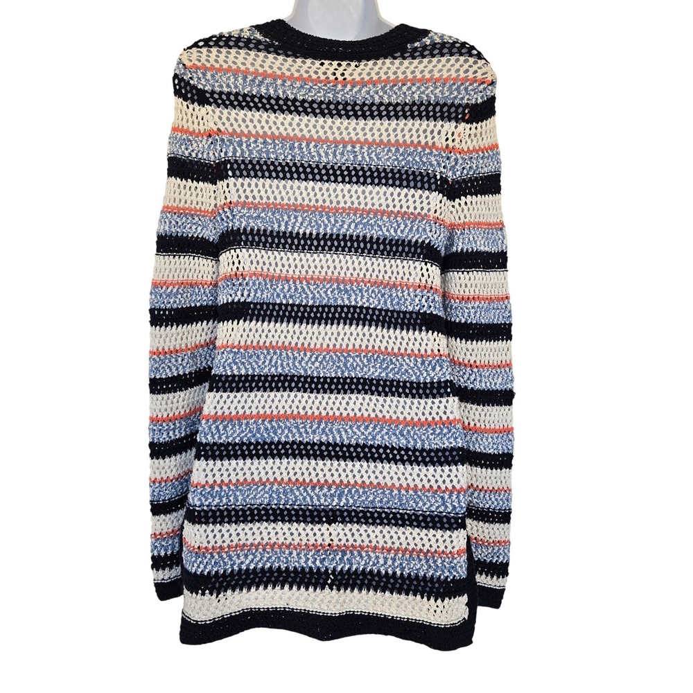 Tommy Hilfiger Striped Open Knit Cotton Sweater‎ Size S Nautical Coastal Preppy - Picture 7 of 11